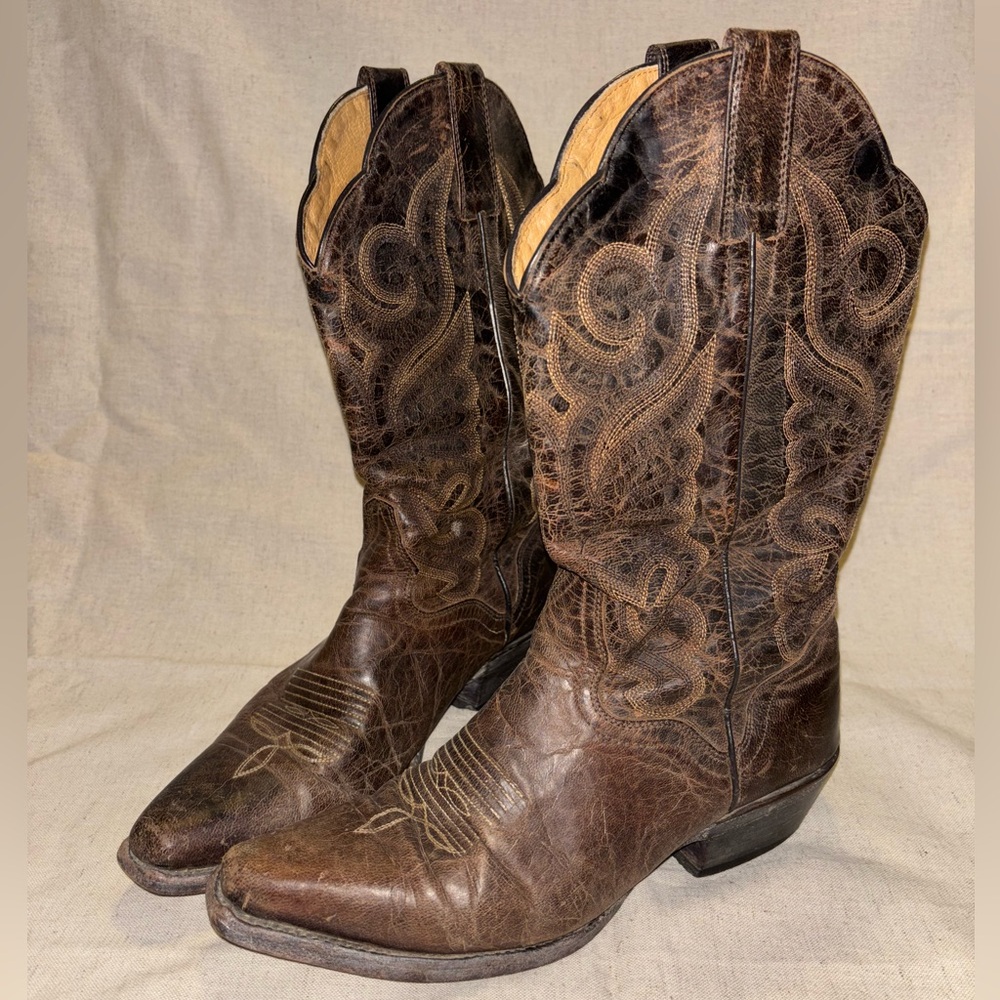 J.B. Dillon Brown Leather Cowboy Boots